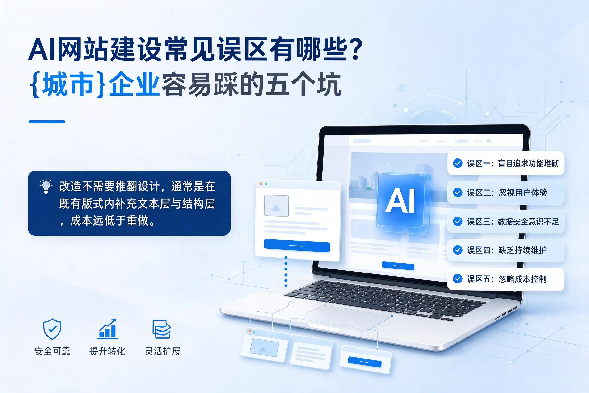 AI网站建设常见误区有哪些?湖州企业容易踩的五个坑