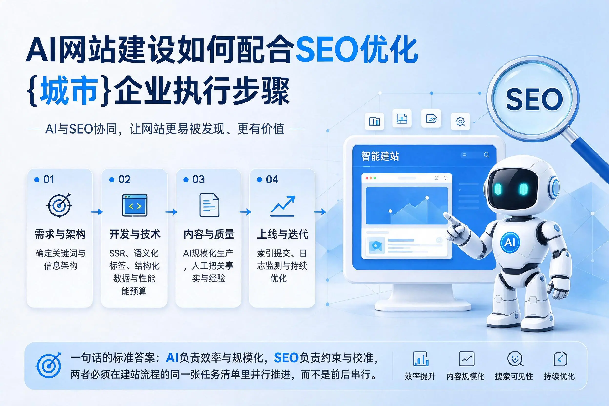AI网站建设如何配合SEO优化，湖州企业执行步骤