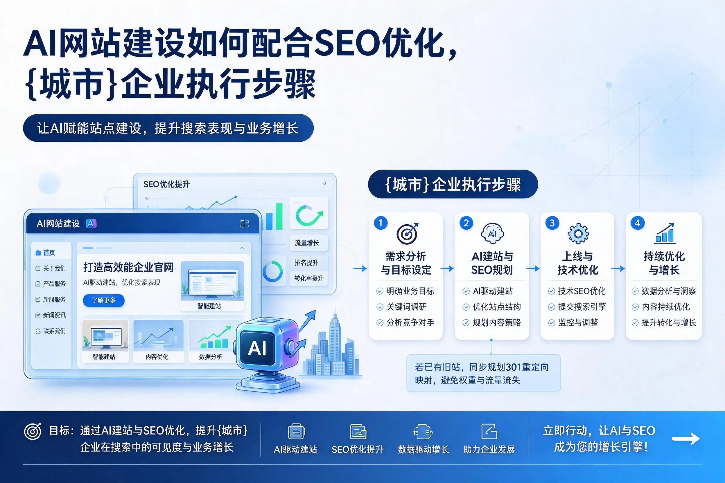 AI网站建设如何配合SEO优化，湖州企业执行步骤